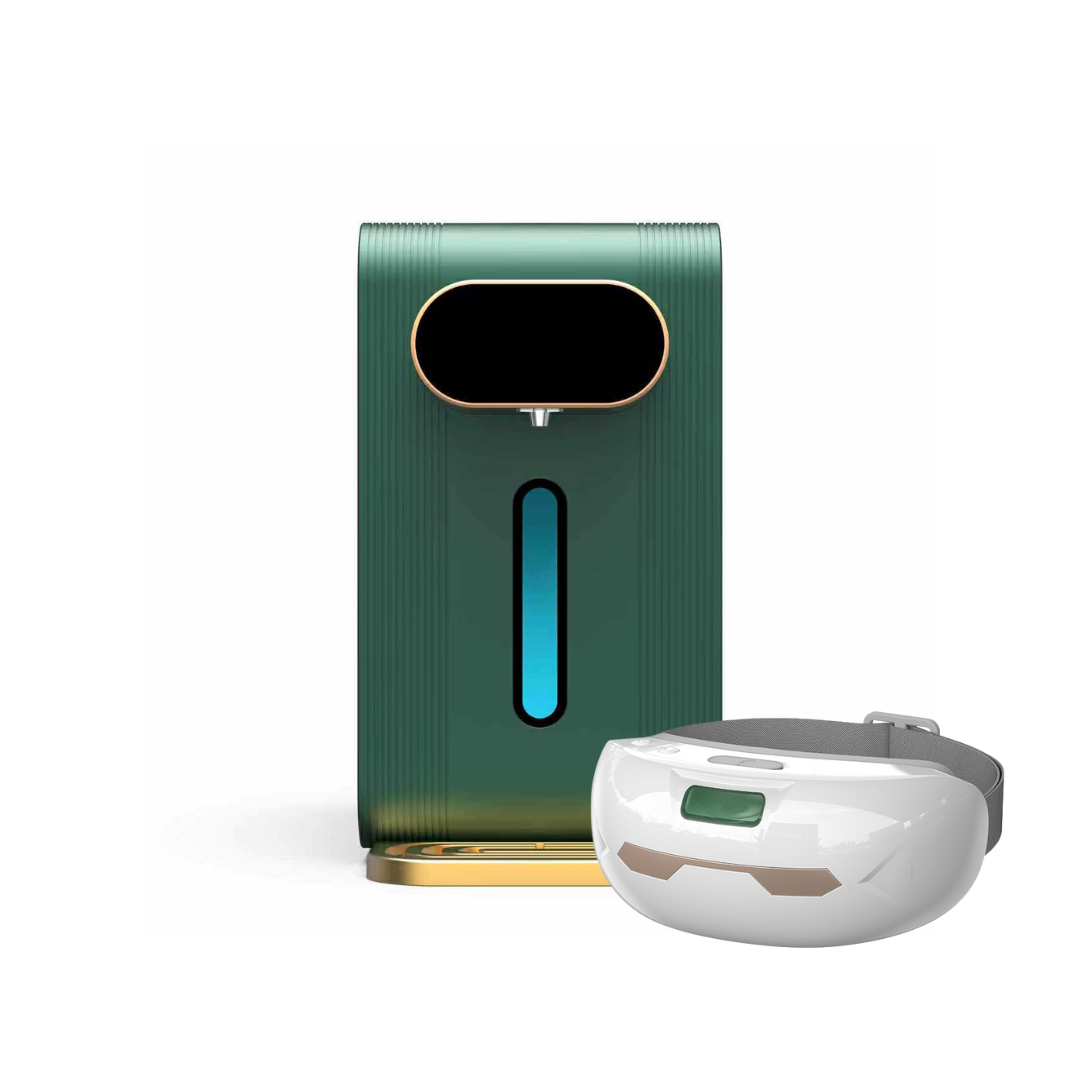 Inhalator wodoru FUN-FX1500 z podłączonymi okularami wodorowymi i zbiornikiem na wodę