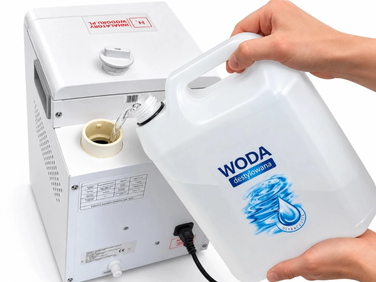 Inhalator i okulary wodorowe z wodą destylowaną
